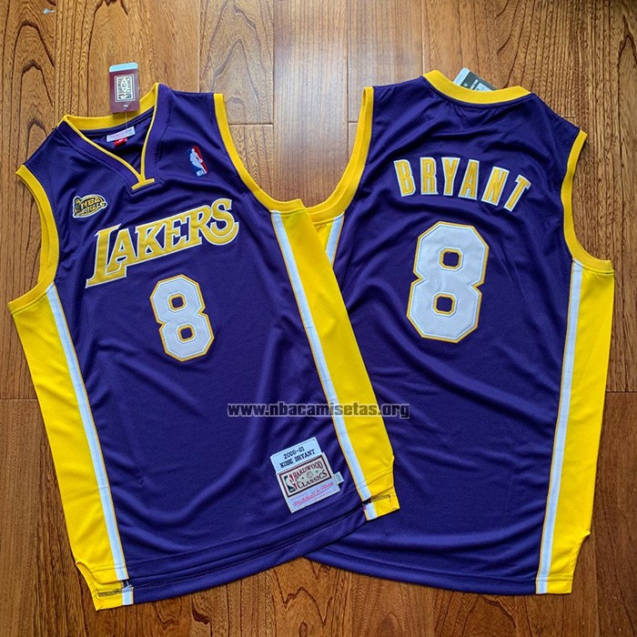 Camiseta Los Angeles Lakers Kobe Bryant NO 8 Icon 2000-01 Finals Bound Violeta